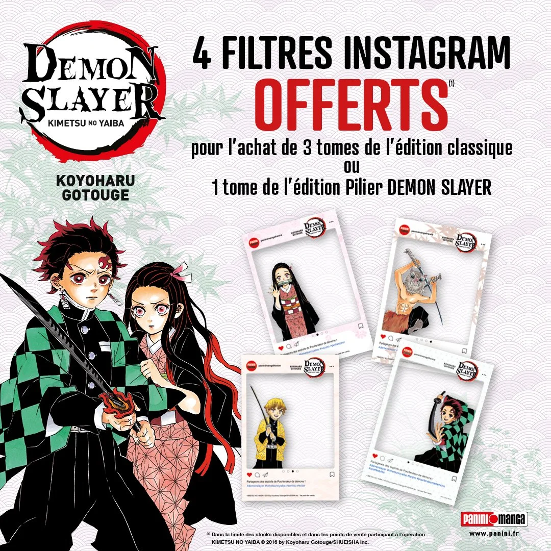 Evenement : Demon Slayer : 4 filtres instagram offerts